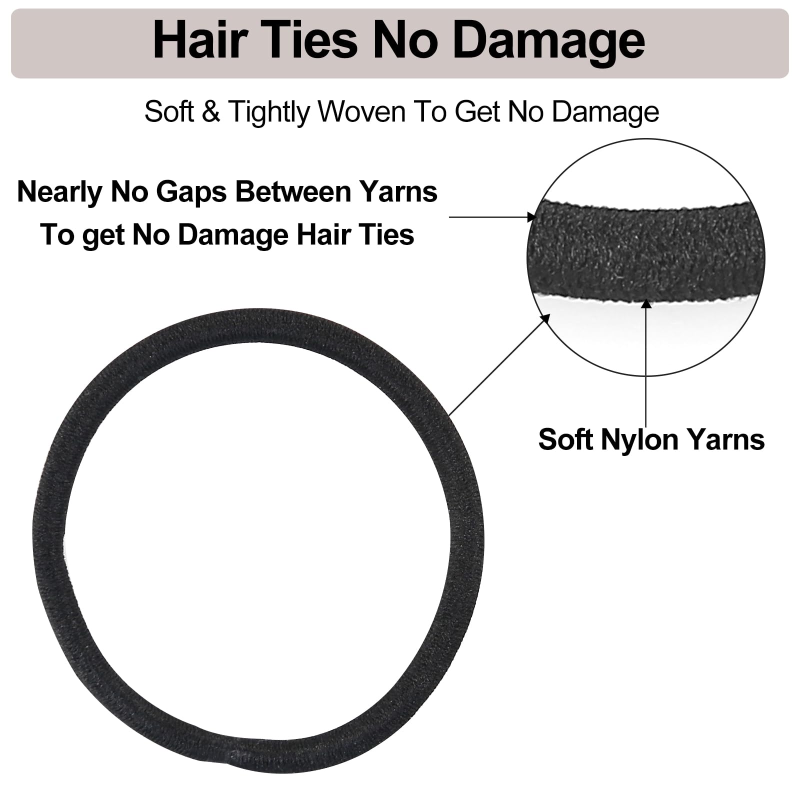 ADRIONE hair tie in ponytail demonstrating secure, non-slip hold