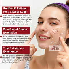 ADSBJUX close-up of white rice exfoliant texture for gentle peeling