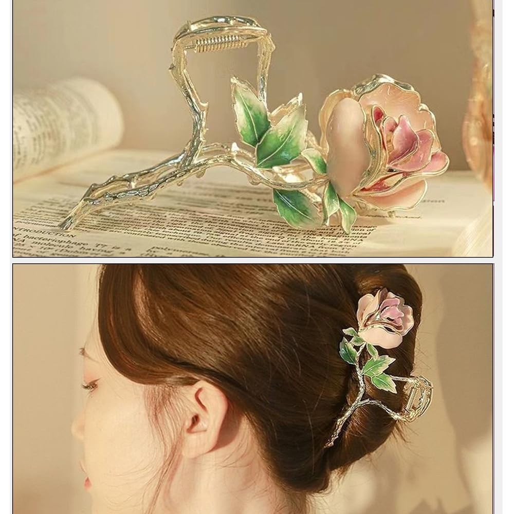 ADULLPONY rose clip close-up showing petal detail and polished finish benefit