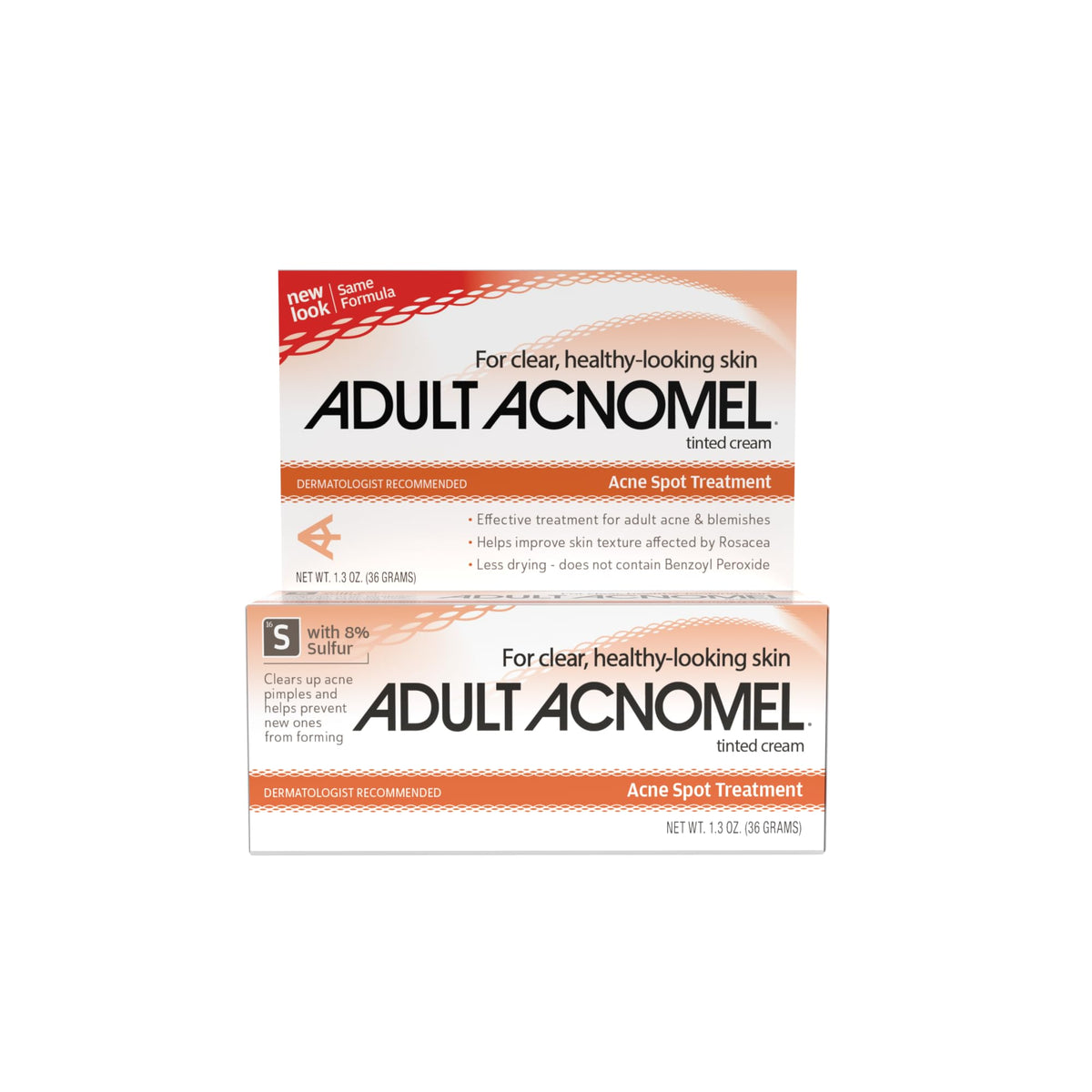 Adult Acnomel front tube view showing brand and clear use