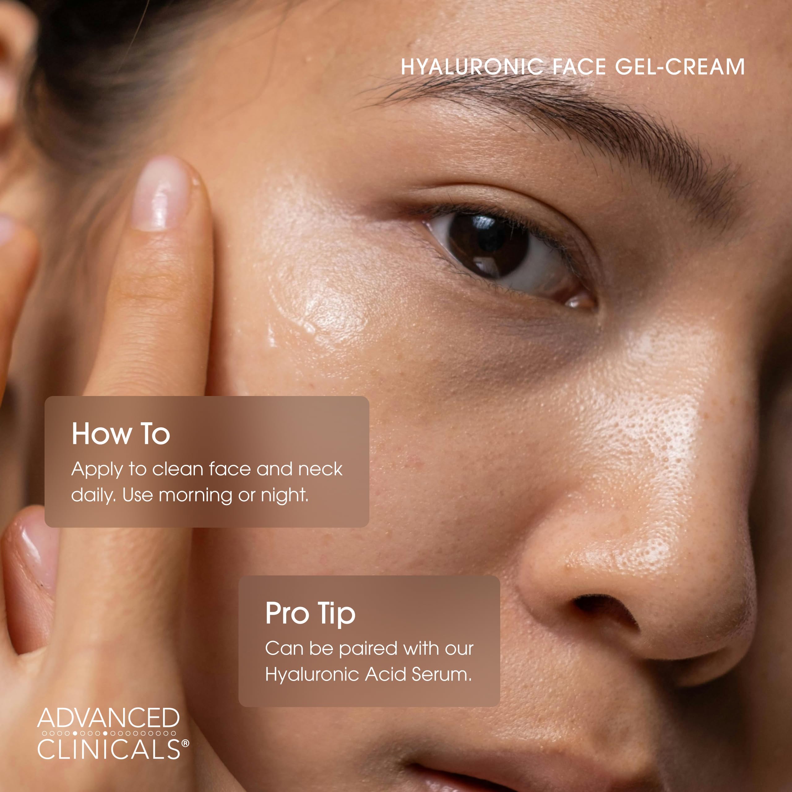 Advanced Clinicals product on hand showing fast-absorbing, non-greasy finish