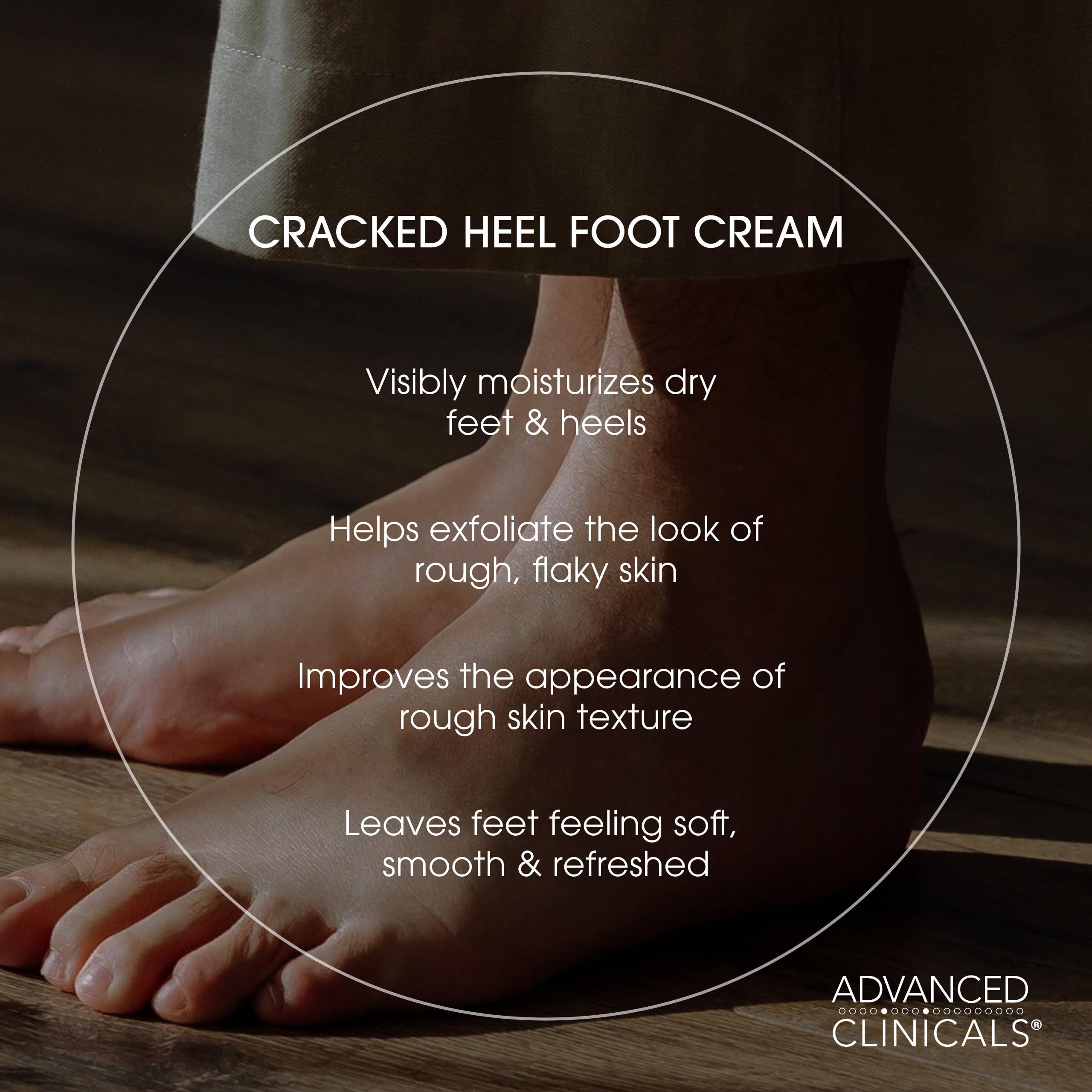 Advanced Clinicals applying cream to heel to soothe and soften skin