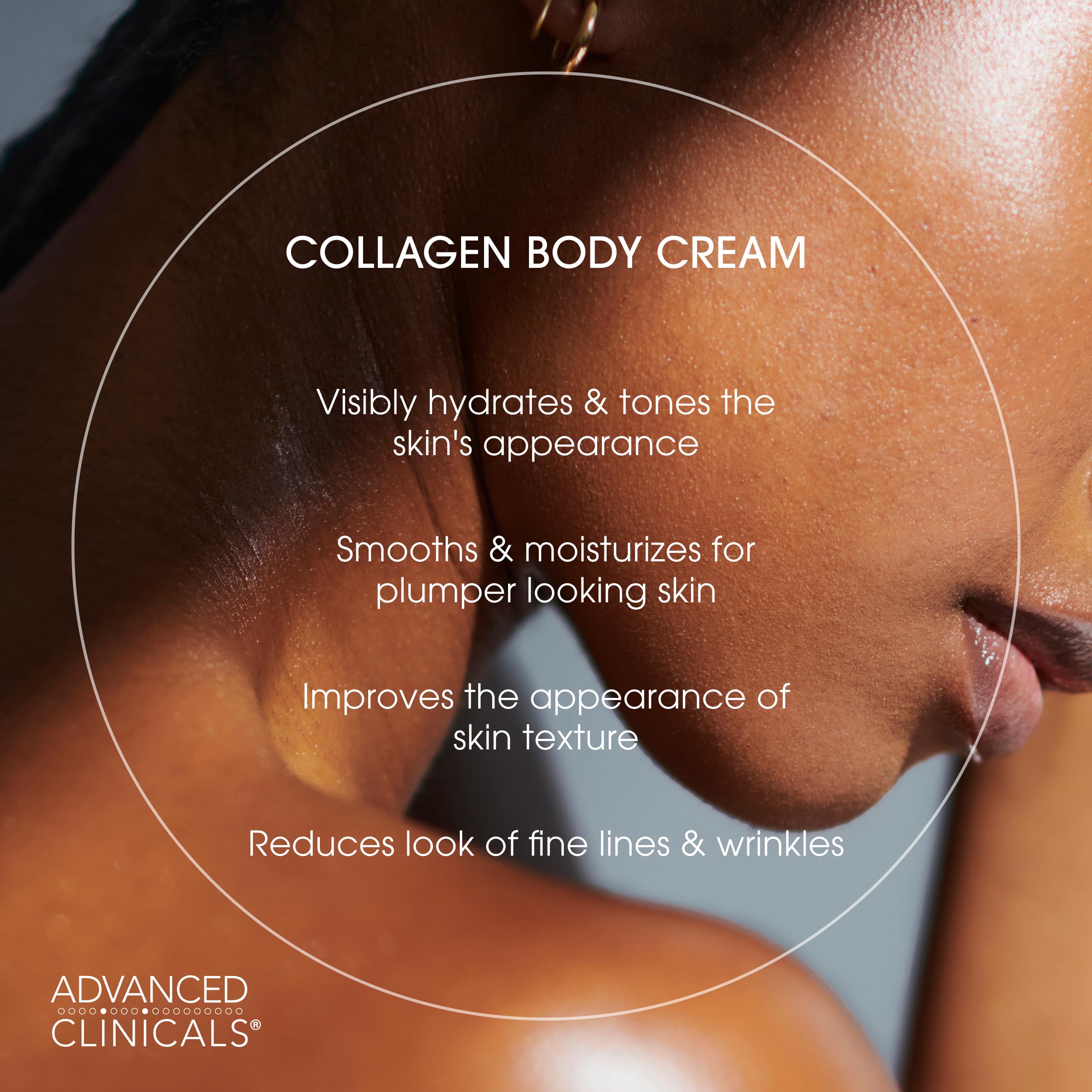 Advanced Clinicals body cream open jar showing velvety texture for smoother skin