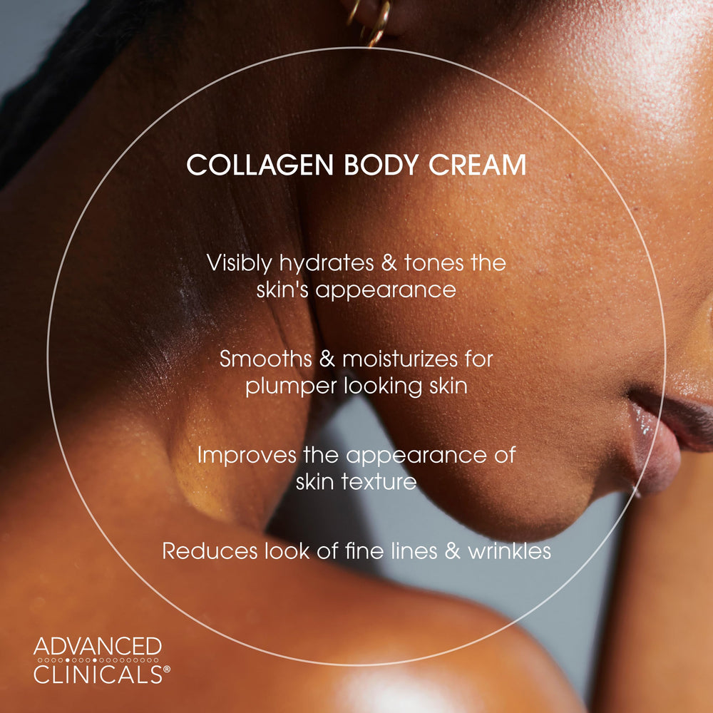 Advanced Clinicals body cream open jar showing velvety texture for smoother skin