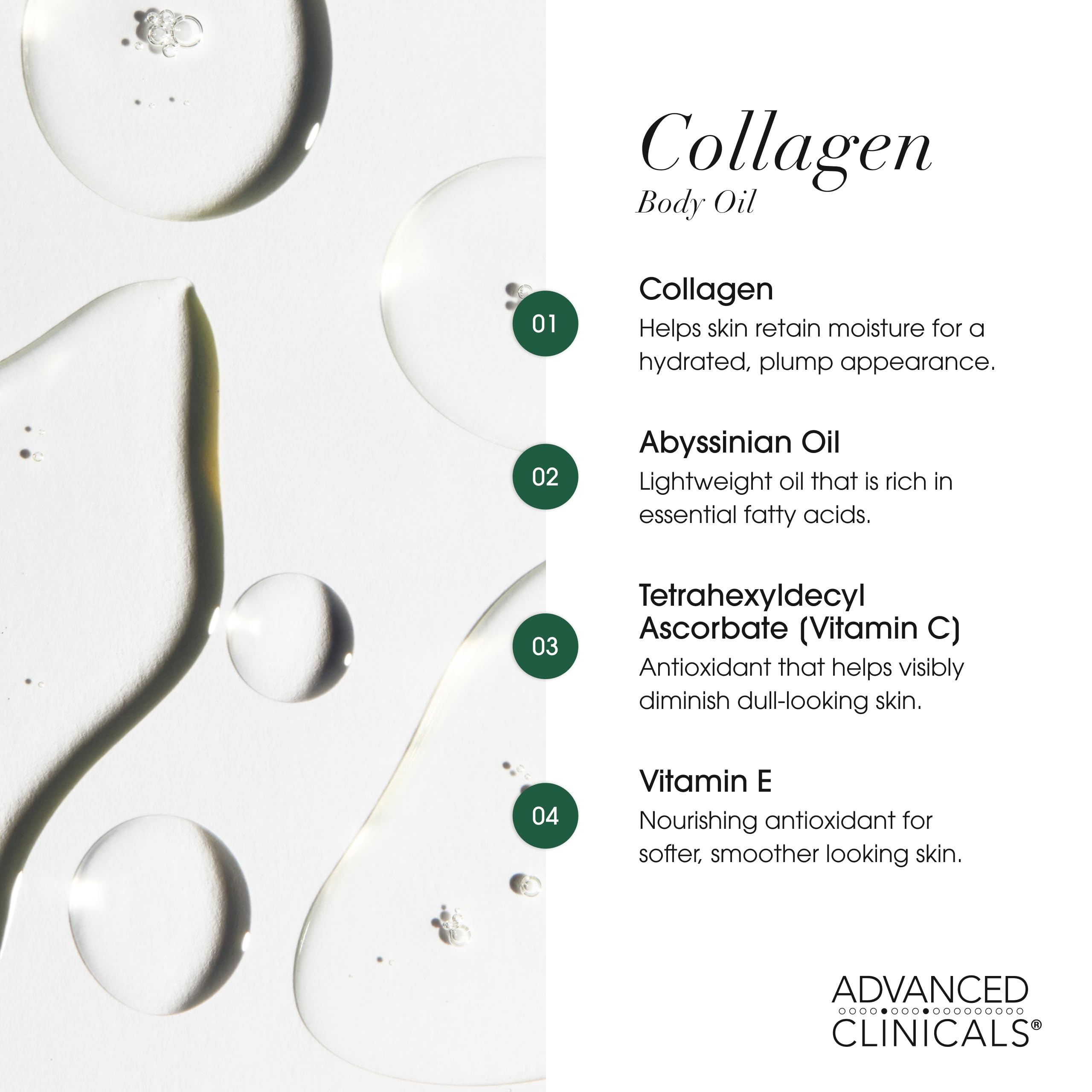 Advanced Clinicals applied after shower demonstrating hydrated skin benefit