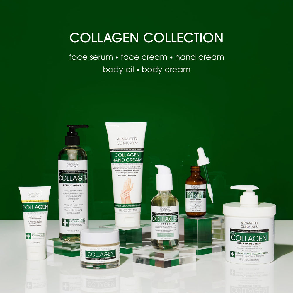 Advanced Clinicals collagen serum applied to model's cheek for immediate dewy look