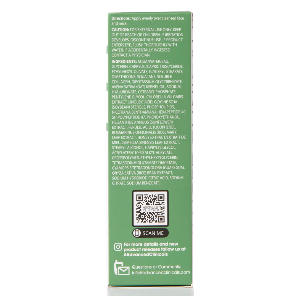 Advanced Clinicals collagen serum ingredient diagram illustrating key actives and function