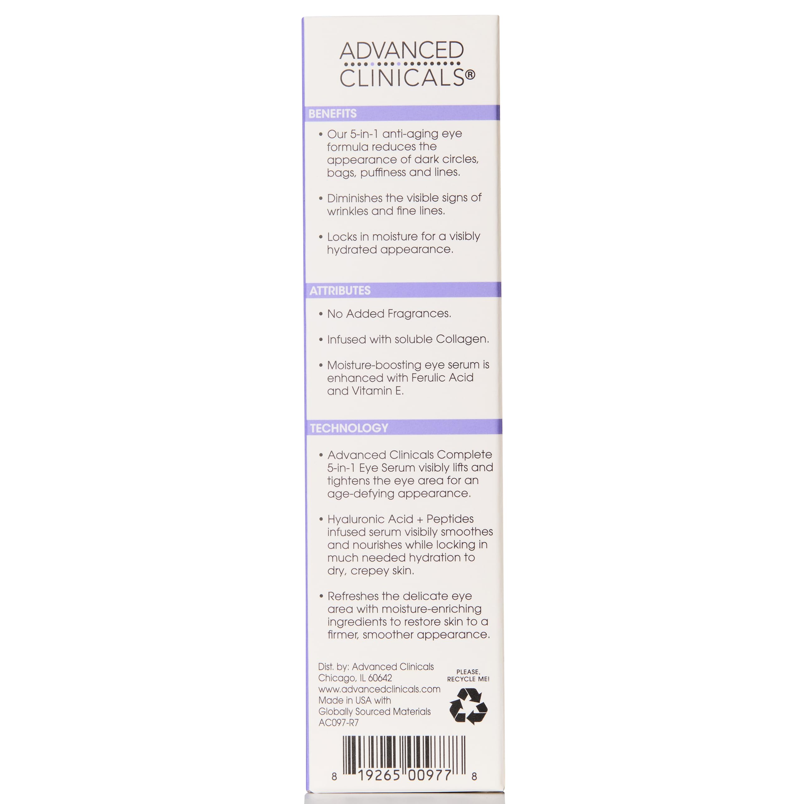 Advanced Clinicals before and after sample image showing reduced look of fine lines and brighter under-eye