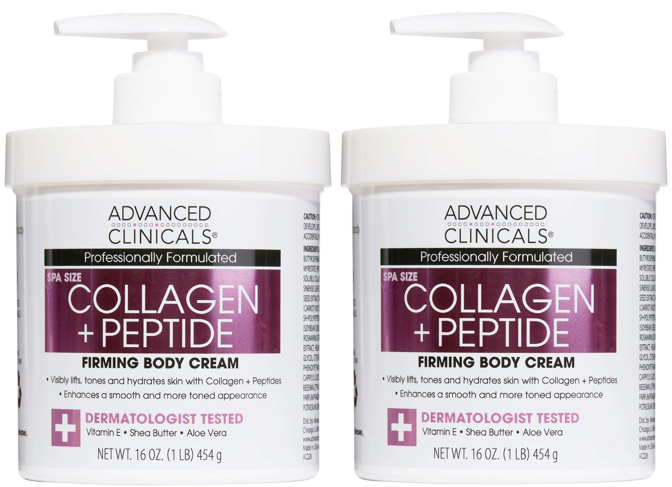 Advanced Clinicals front packaging shows product and benefits for hydrated skin