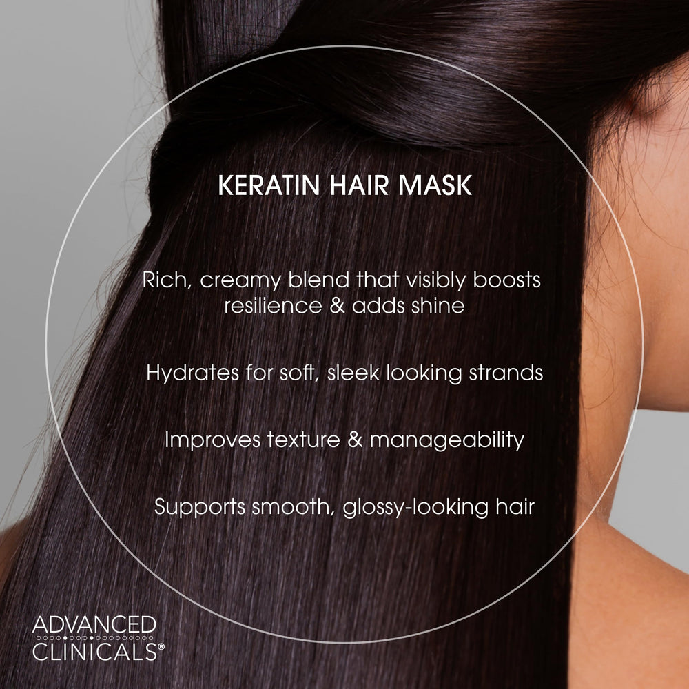 Advanced Clinicals keratin and rice protein ingredients highlighting repair benefits