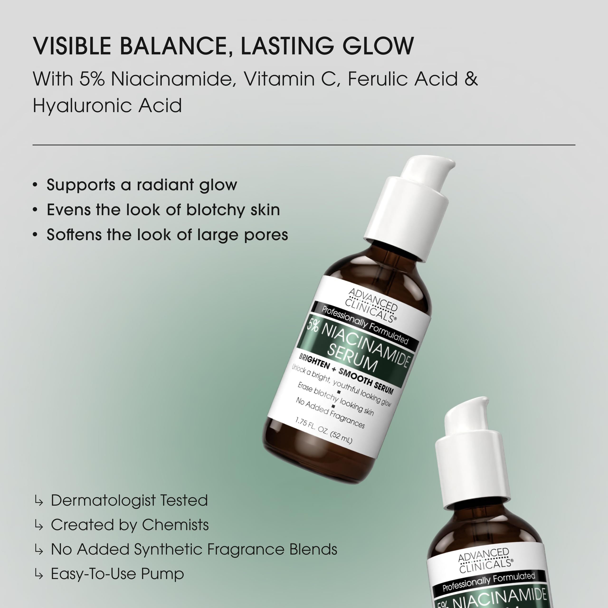 Advanced Clinicals pump and label close-up highlighting active ingredients