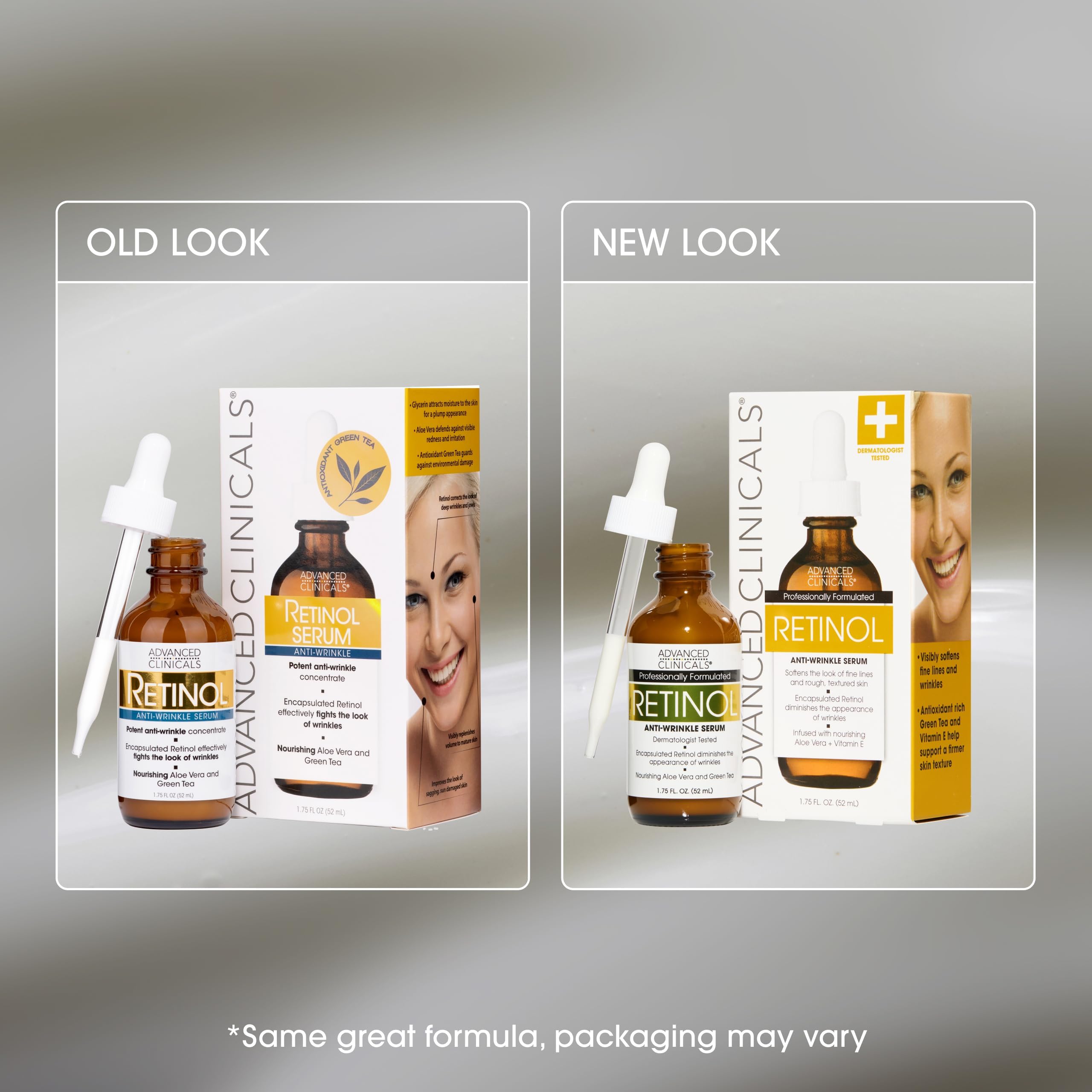 Advanced Clinicals before and after illustration showing improved skin texture