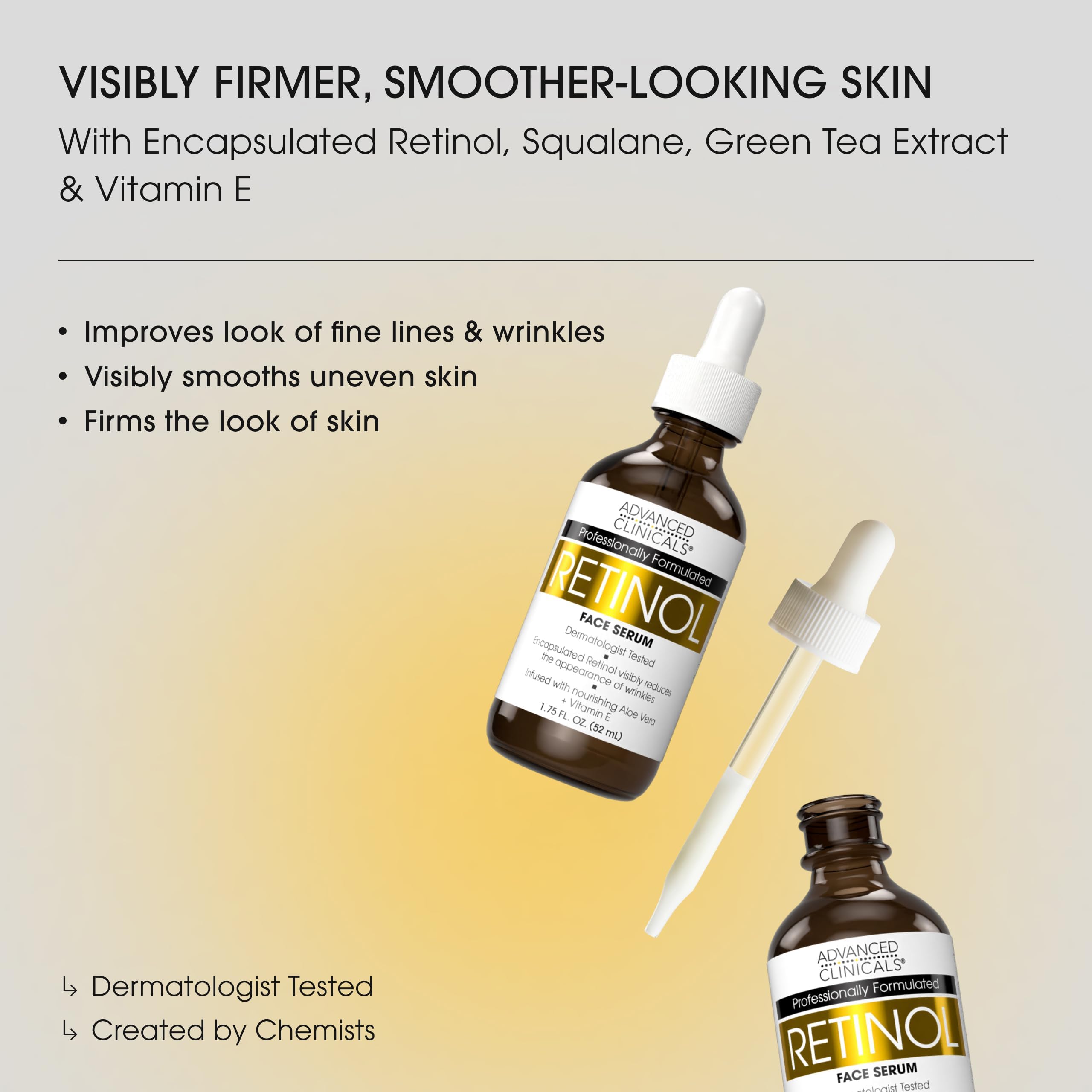 Advanced Clinicals pump dispenser close-up for easy, controlled serum dosing