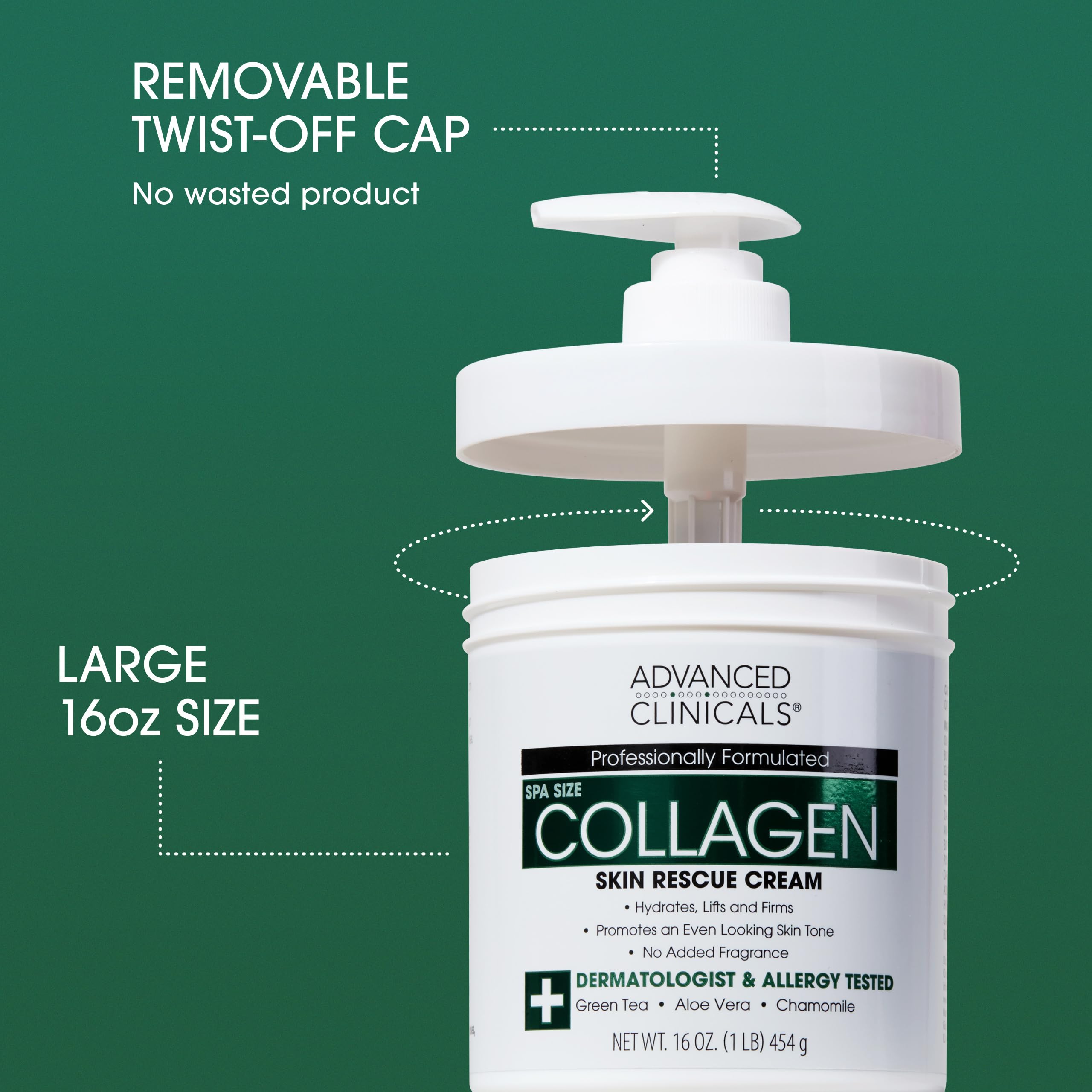 Advanced Clinicals serum pump detail dispenses lightweight milky formula for fast absorption