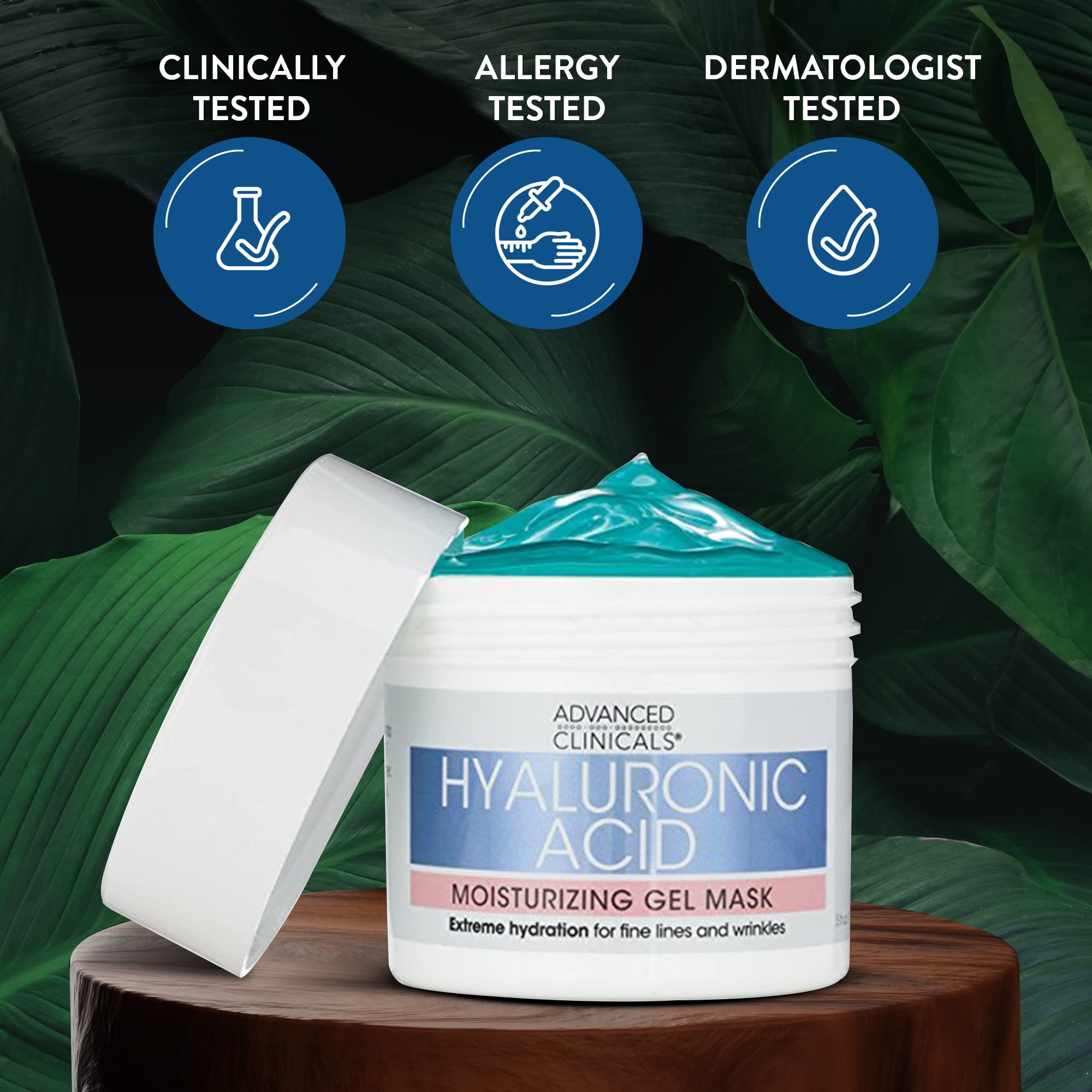 Advanced Clinicals jar held in hand to show 5 fl oz size and travel-friendly scale