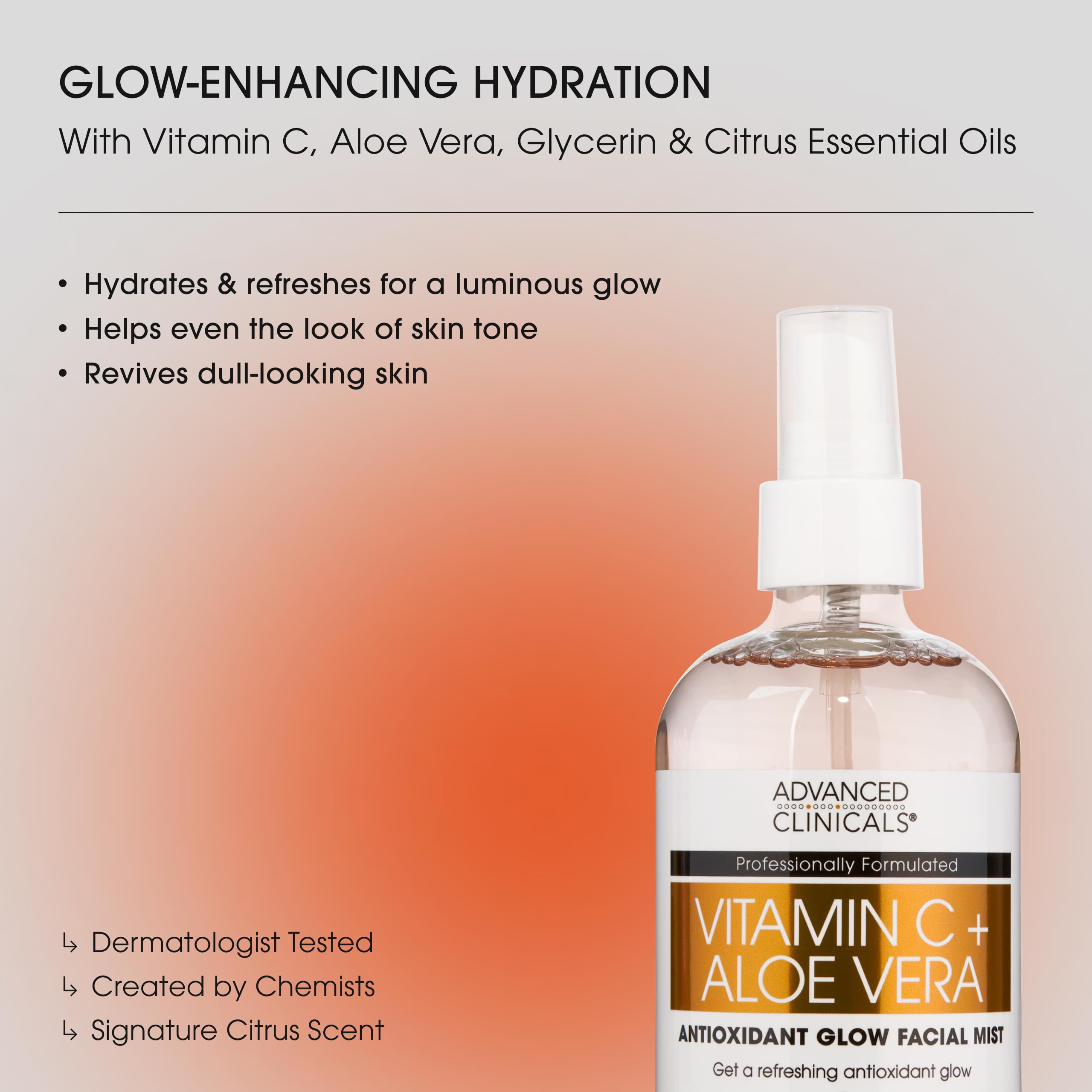 Advanced Clinicals spray nozzle mist in motion, demonstrating fine even hydration