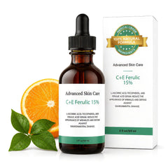 Advanced Skin Care bottle front view showing label and elegant packaging benefits clarity