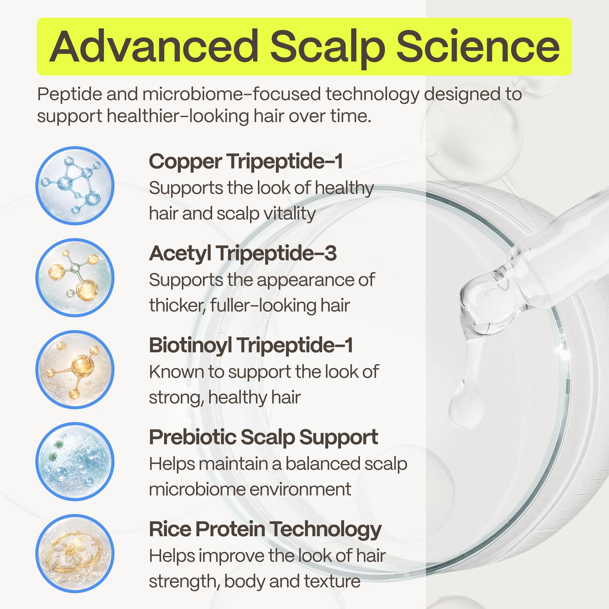 Advanced Trichology application on scalp showing root-targeted spray for immediate lift and volume