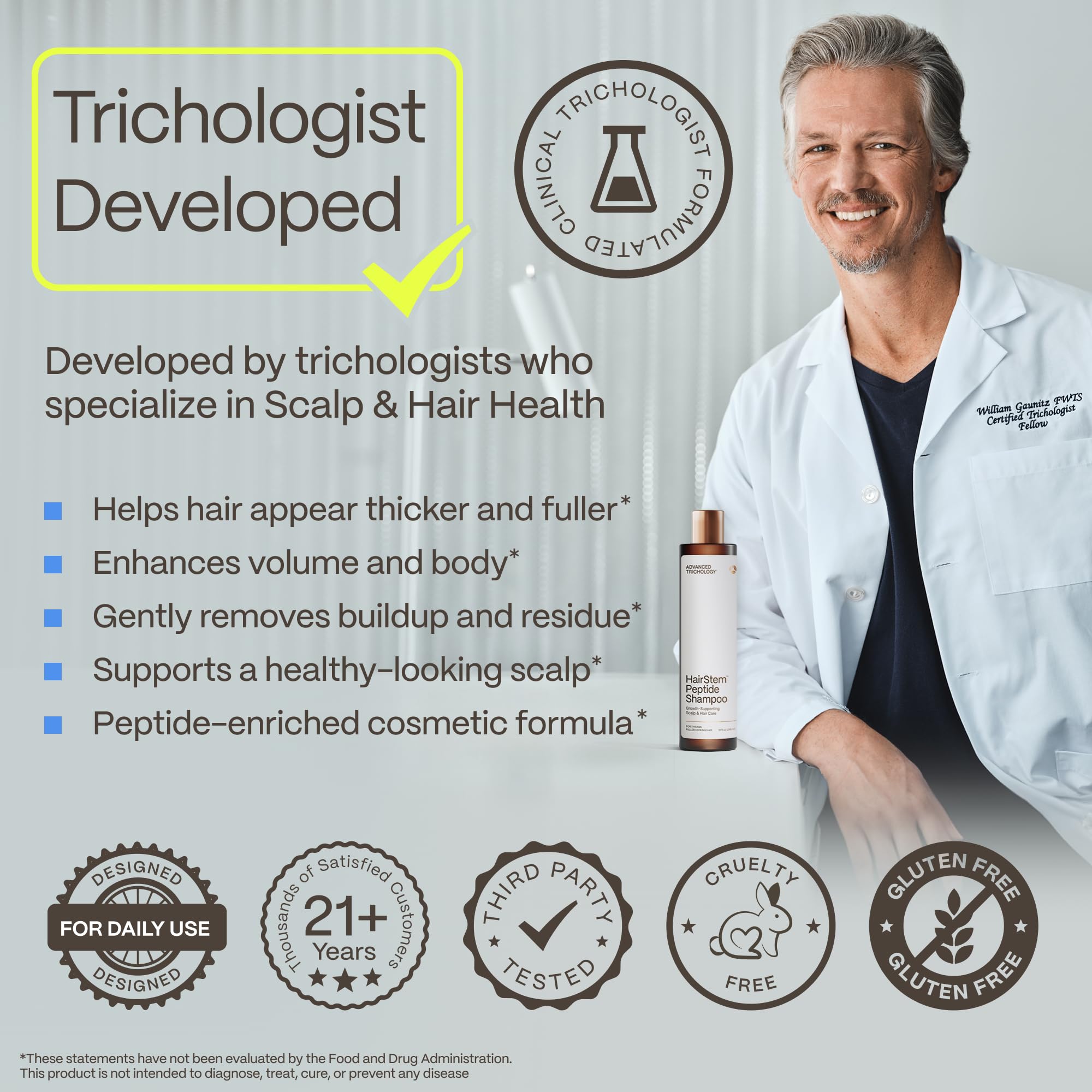 Advanced Trichology pump dispensing shampoo for controlled, no-waste application benefit