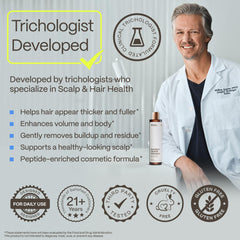 Advanced Trichology pump dispensing shampoo for controlled, no-waste application benefit