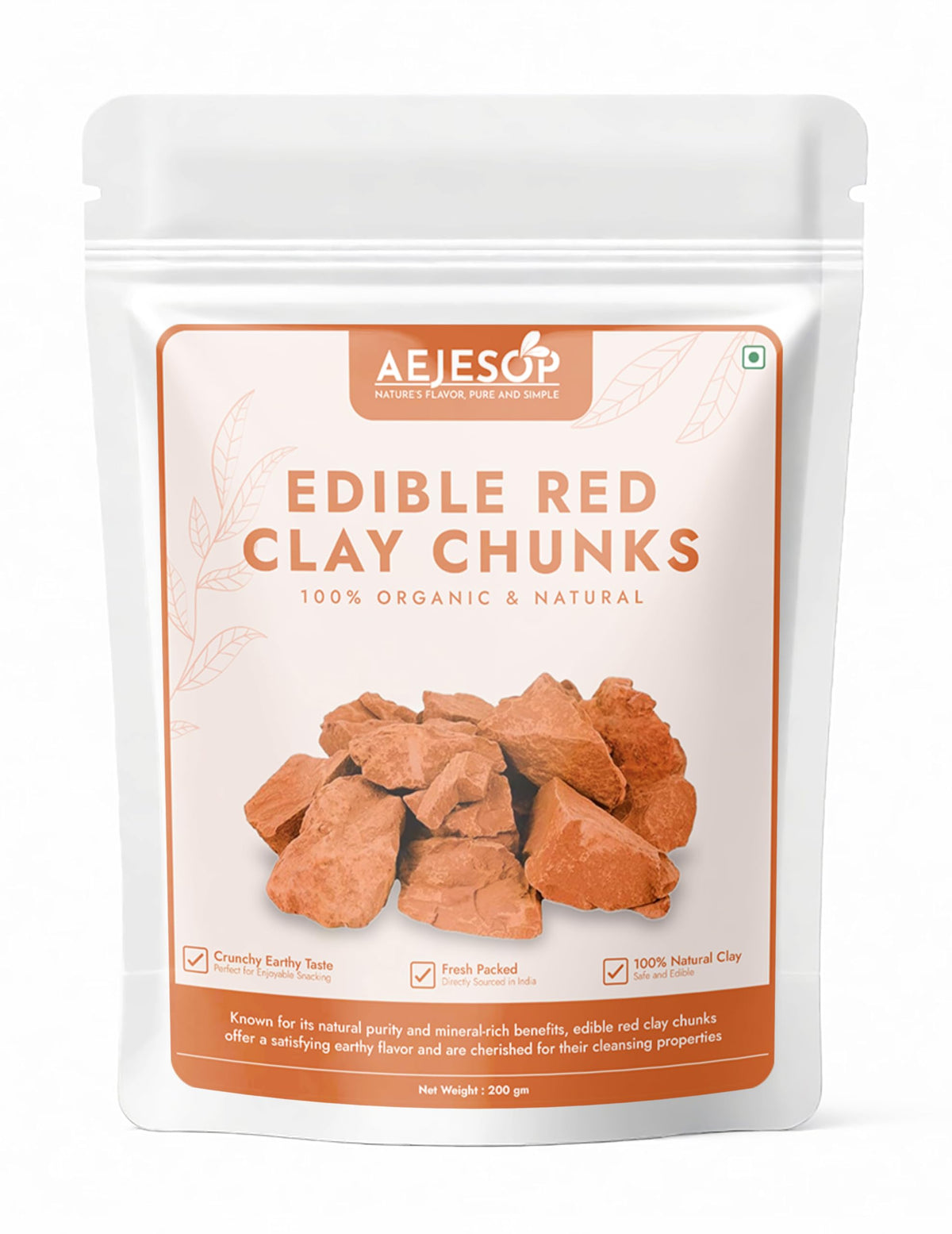 AEJESOP front packaging showing red clay chunks and product benefits