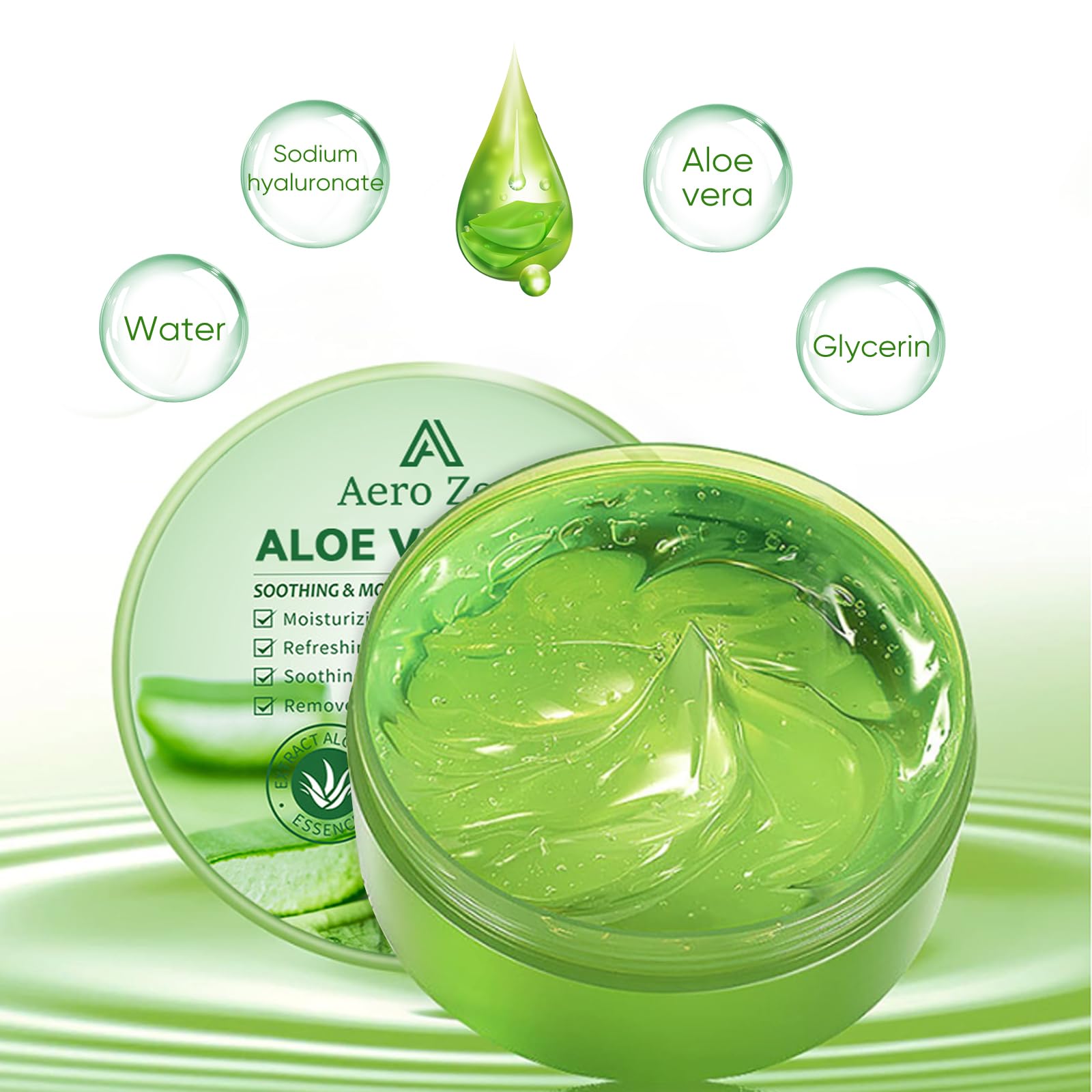 Aero Zen gel texture close-up highlighting smooth hydration benefit