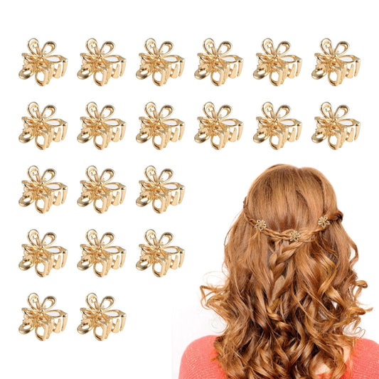 Aesnoun front packaging showing 20 gold flower clips, neat gift-ready presentation