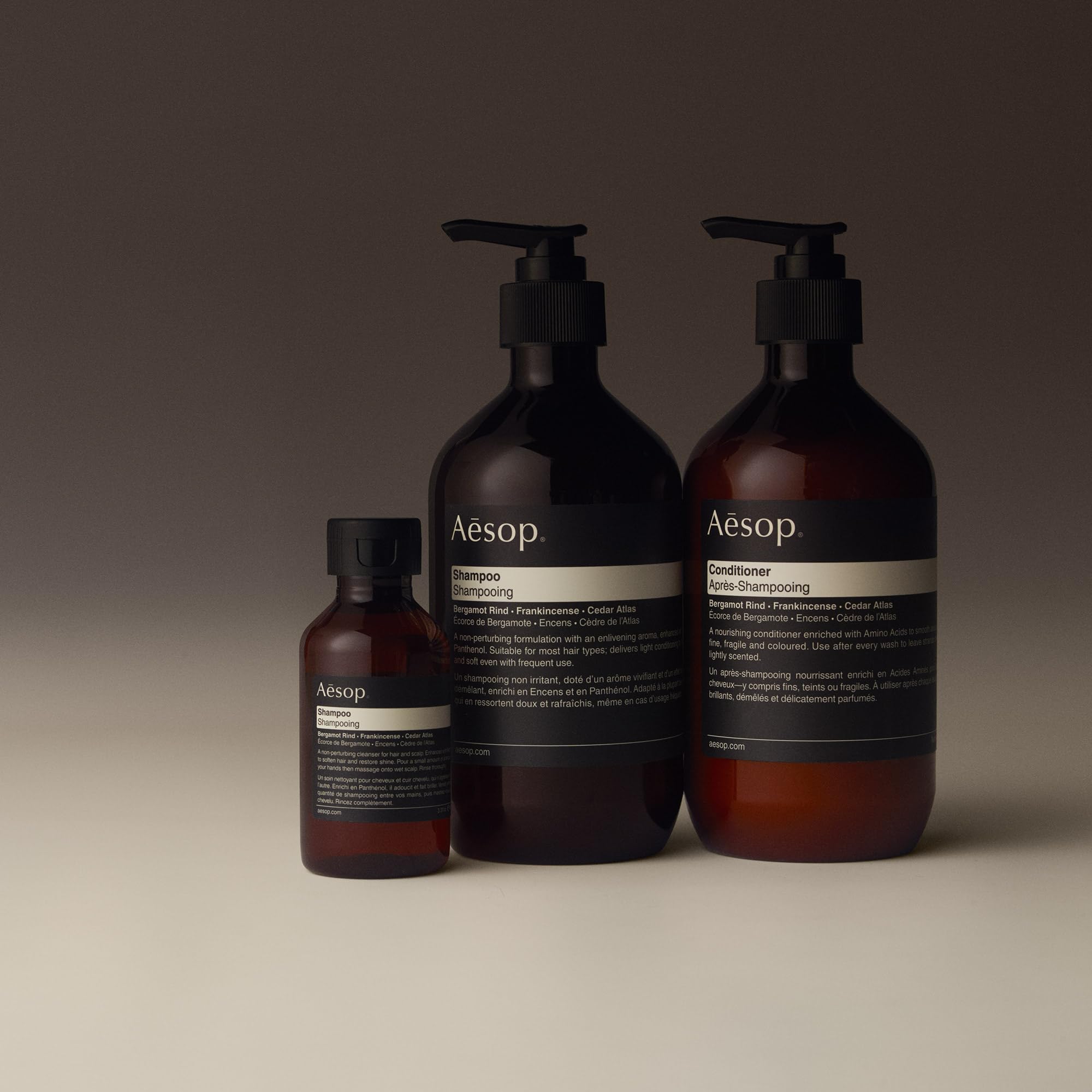 Aesop bottles on counter in bathroom scene showing lifestyle appeal benefit