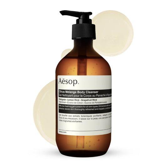 Aesop Citrus Melange front bottle showing sleek packaging and recyclable benefit