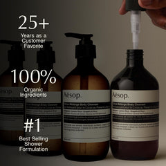 Aesop Citrus Melange pouring texture on palm demonstrating low-foam ease