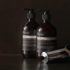 Aesop conditioner applied to hair lengths and ends for detangling benefit