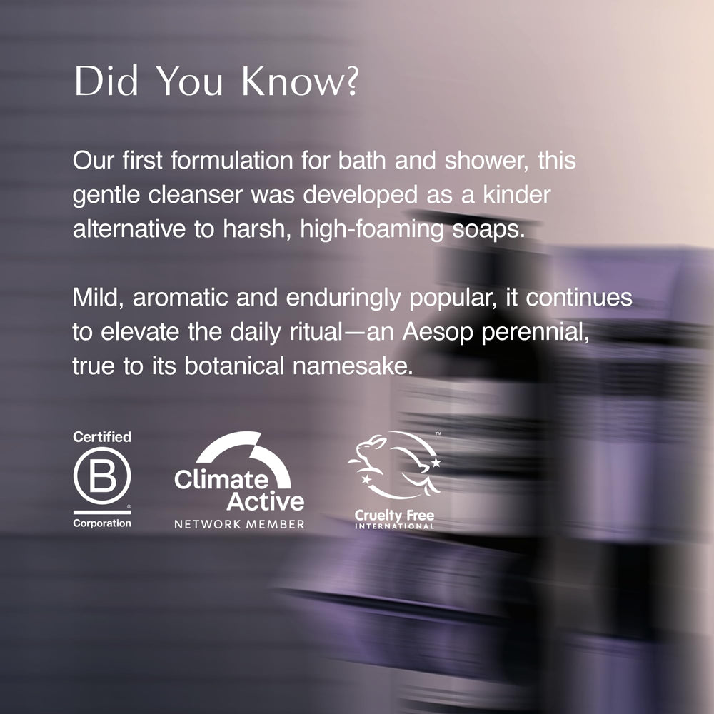 Bathroom shelf styling with Aesop Eleos suggesting daily ritual benefit