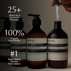 Aesop Eleos creamy lather texture showing gentle foam and moisturization