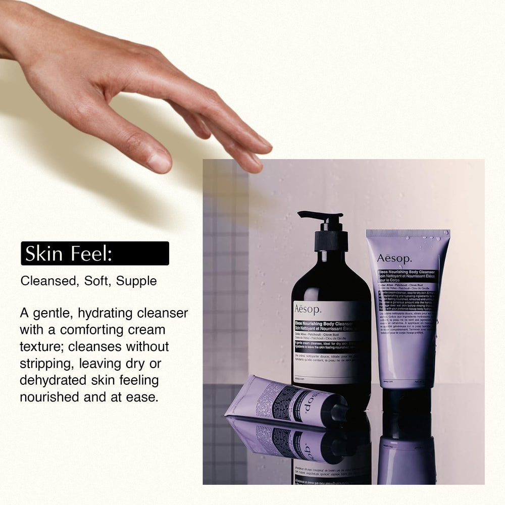 Key ingredients display with Aesop Eleos showing natural botanicals