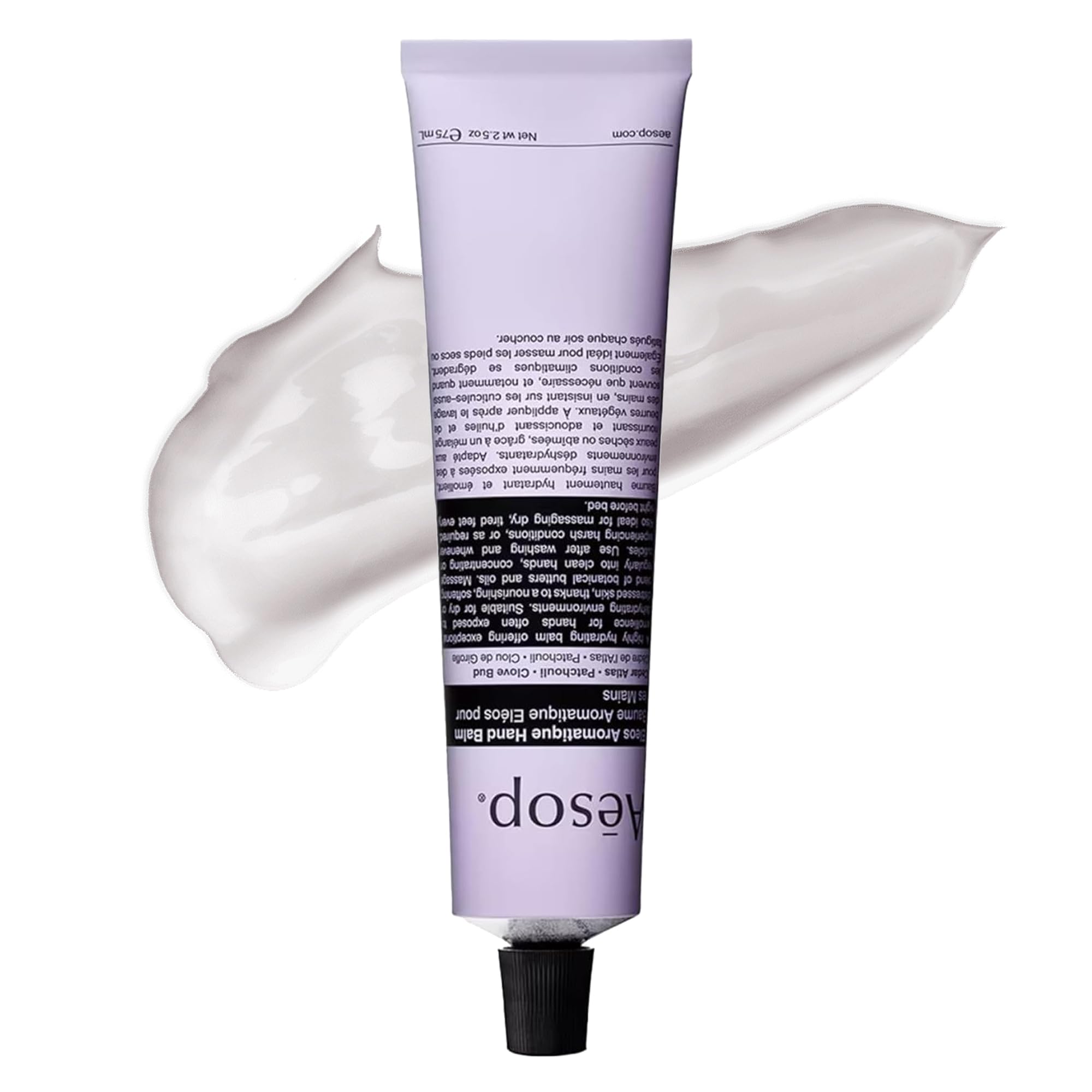 Aesop Eleos tube front view shows compact travel packaging and brand seal