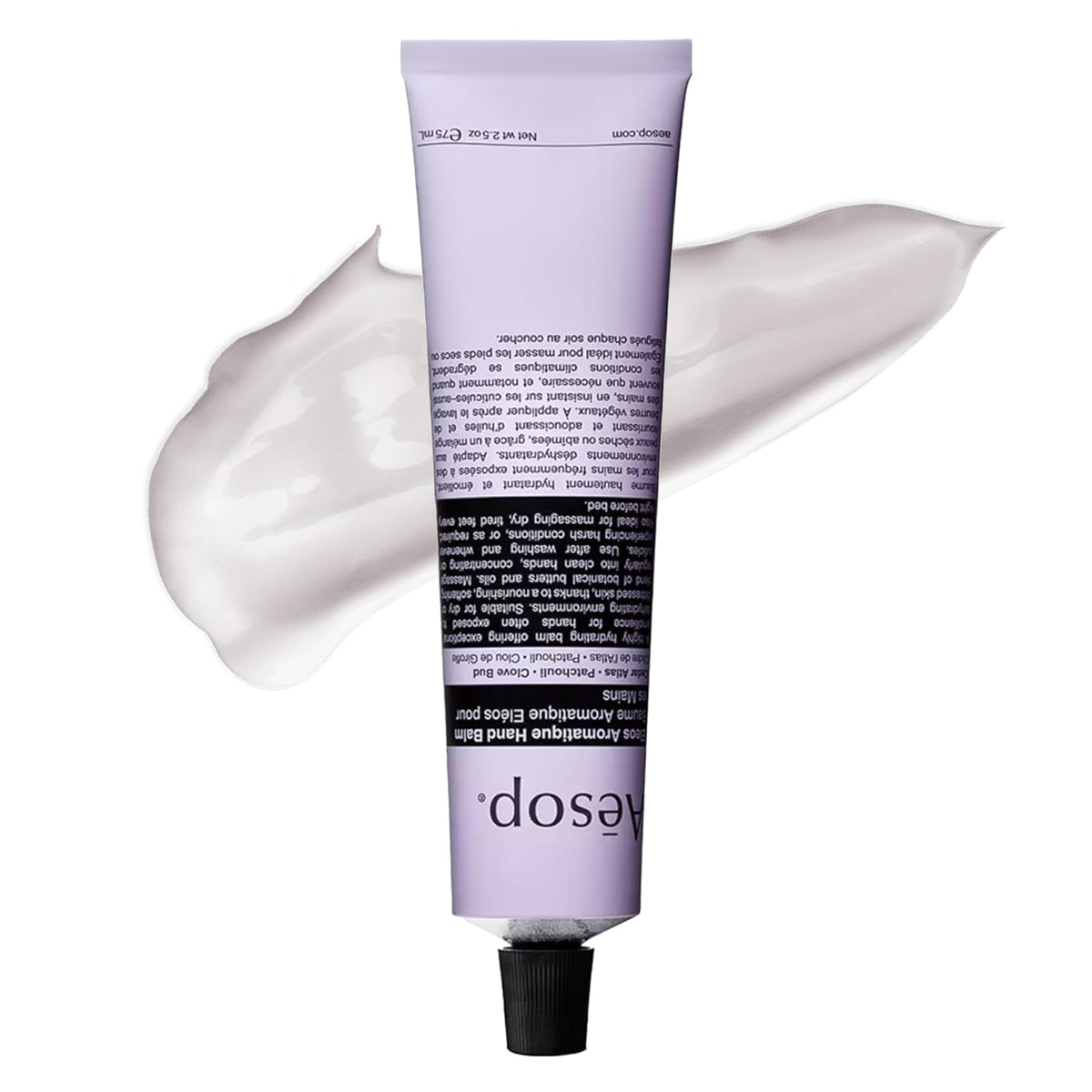 Aesop Eleos tube front view shows compact travel packaging and brand seal