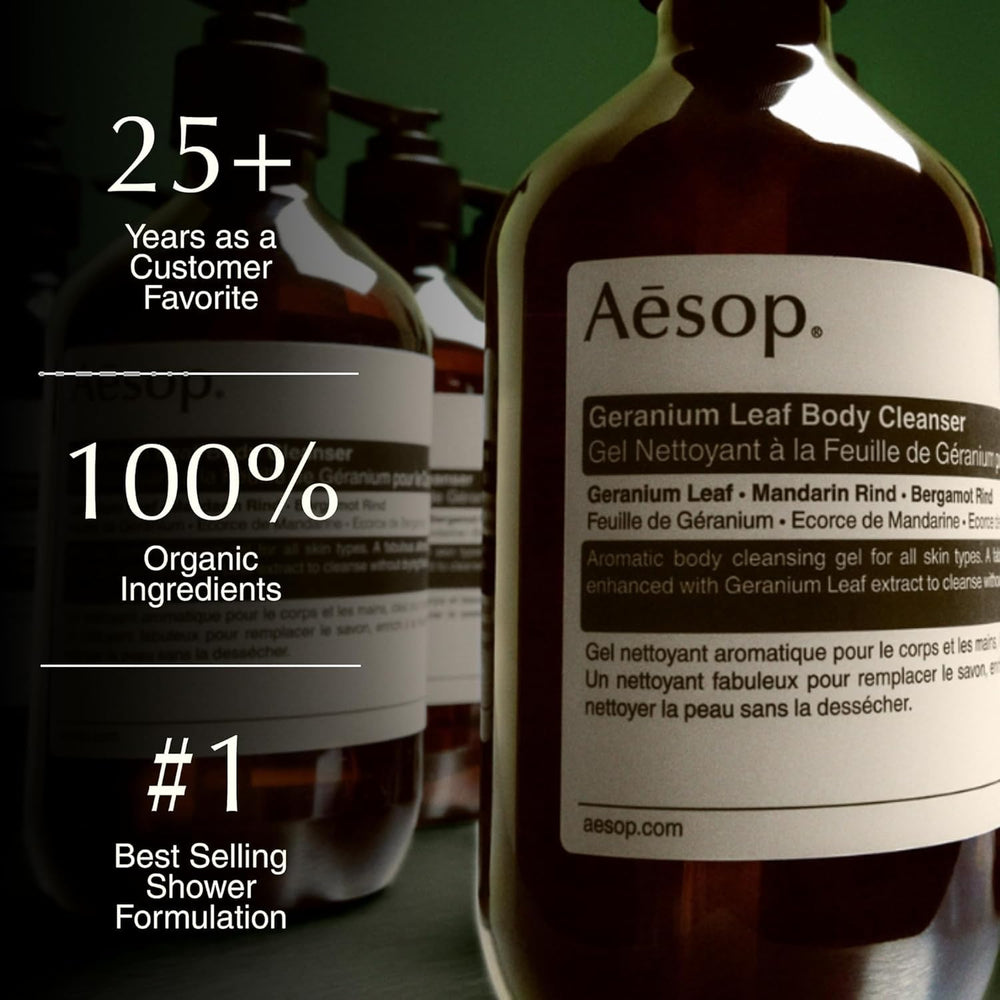 Aesop pouring refill into dispenser illustrating waste reduction and convenience benefit