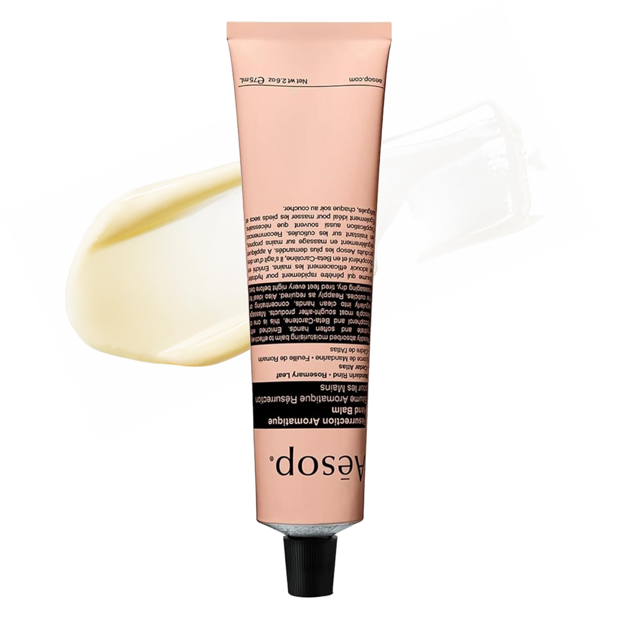 Aesop front tube view showing label and travel size benefit