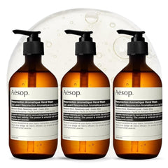 Aesop front packaging showing elegant bottle and label, improves countertop style