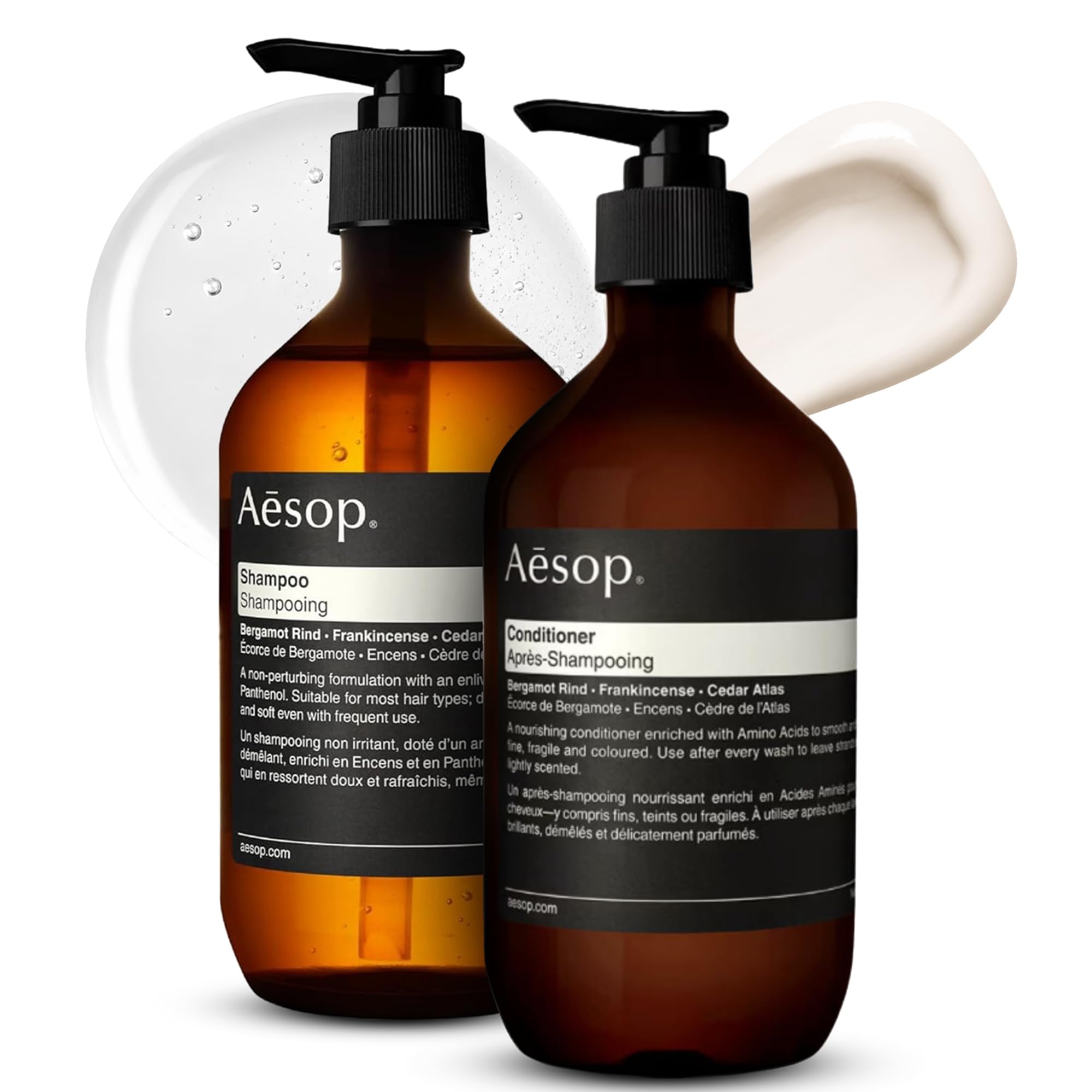Aesop front packaging showing clean bottles and scent benefit