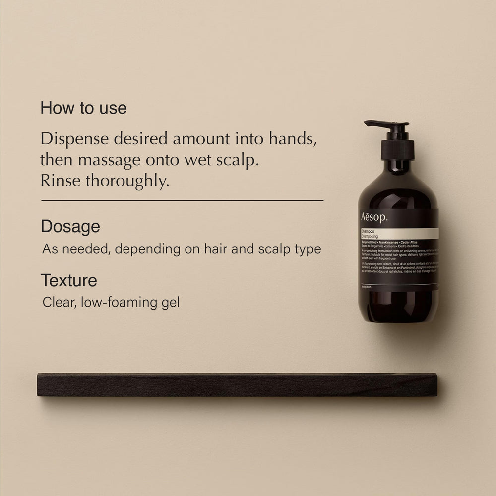 Aesop label and pump detail highlighting easy dispensing benefit