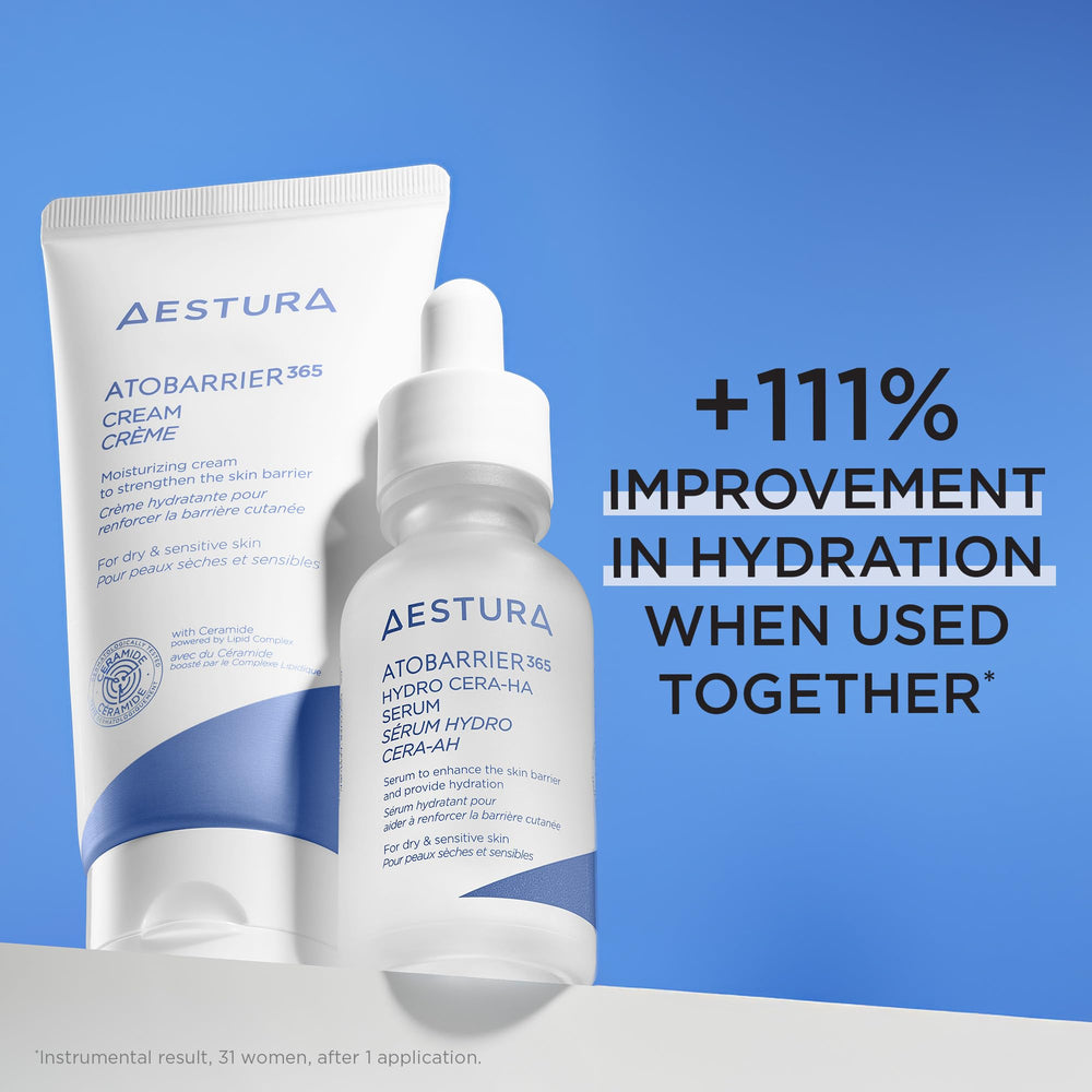 AESTURA before and after skin texture comparison showing improved hydration