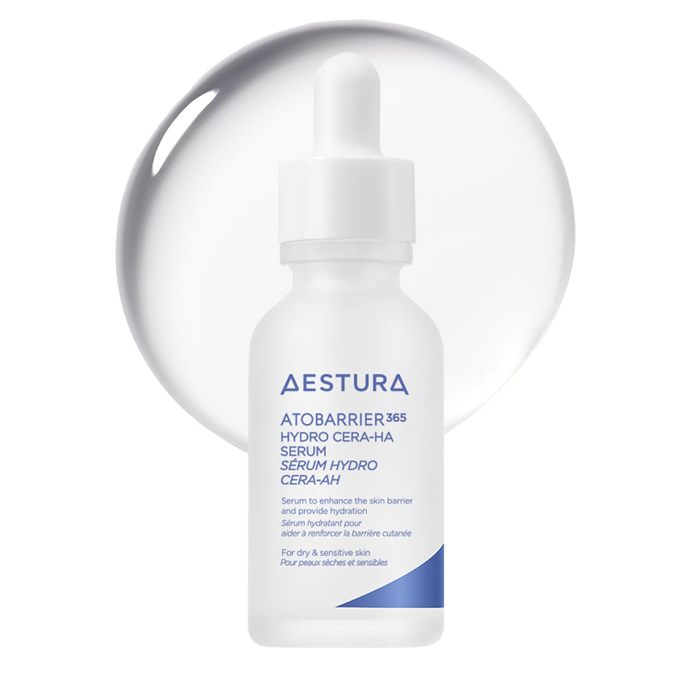 AESTURA front bottle showing serum packaging and barrier-repair benefit