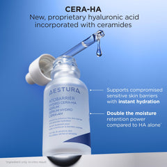 AESTURA ingredients label highlighting ceramides, niacinamide and gentle formulation