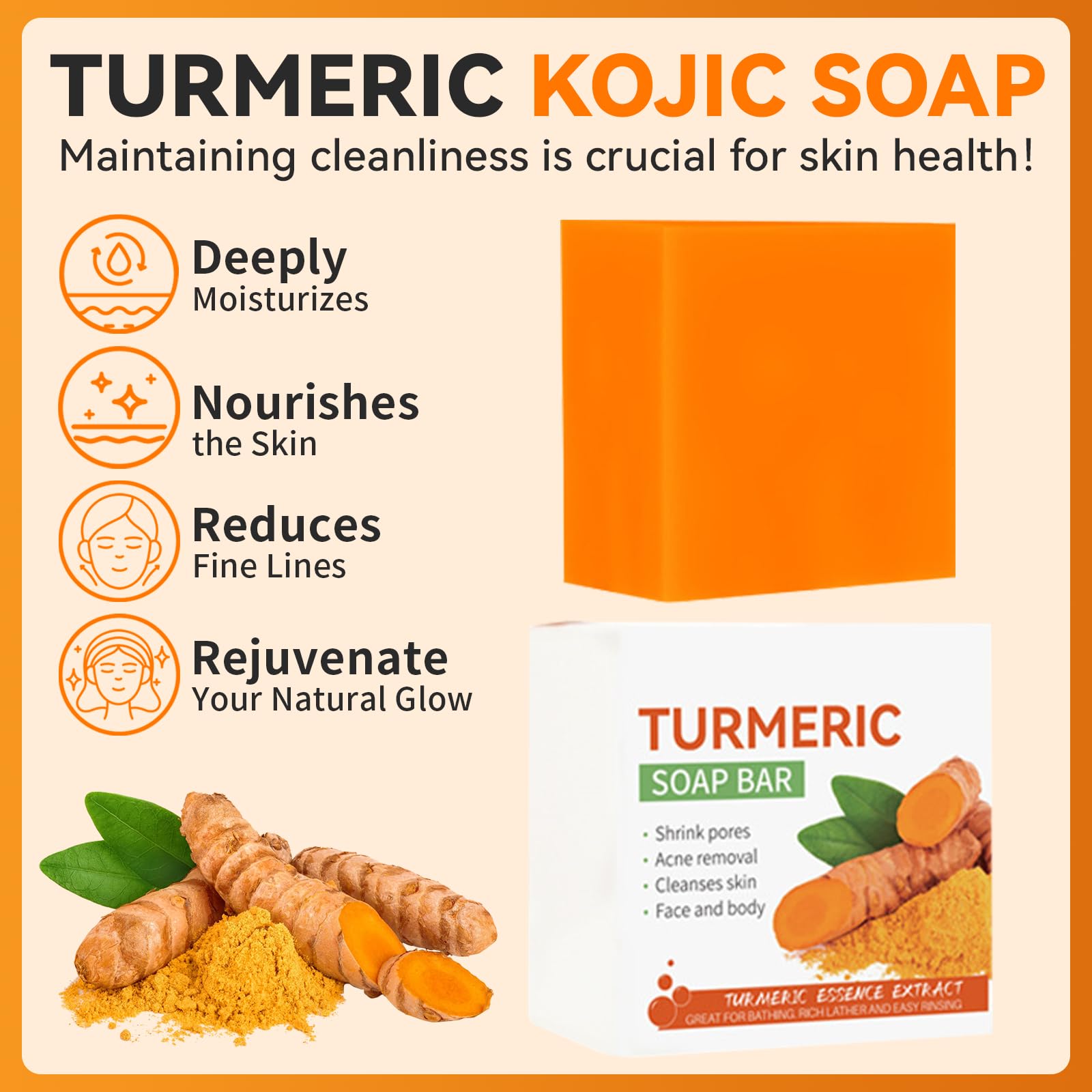 AEWOTING turmeric face cream jar showing fast absorption and hydration benefit
