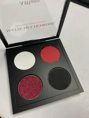 Afflano palette applied on model producing dramatic goth smokey eye