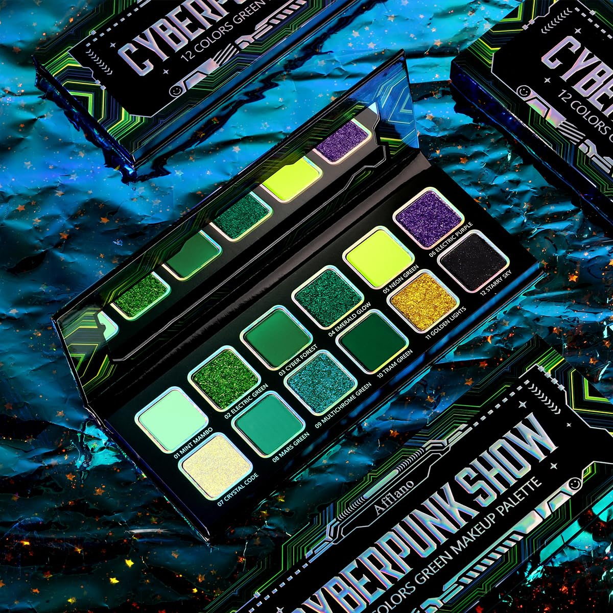 Afflano open palette flatlay showing all shades for quick shade selection