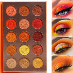 Afflano palette front open showing 15 warm shades and fast look selection