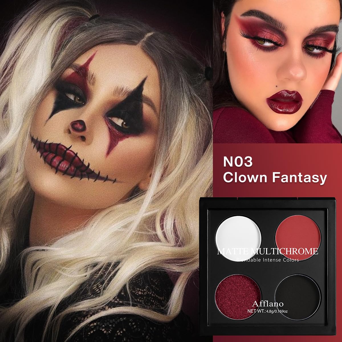 Afflano close-up matte red pan showing rich pigment for crease definition