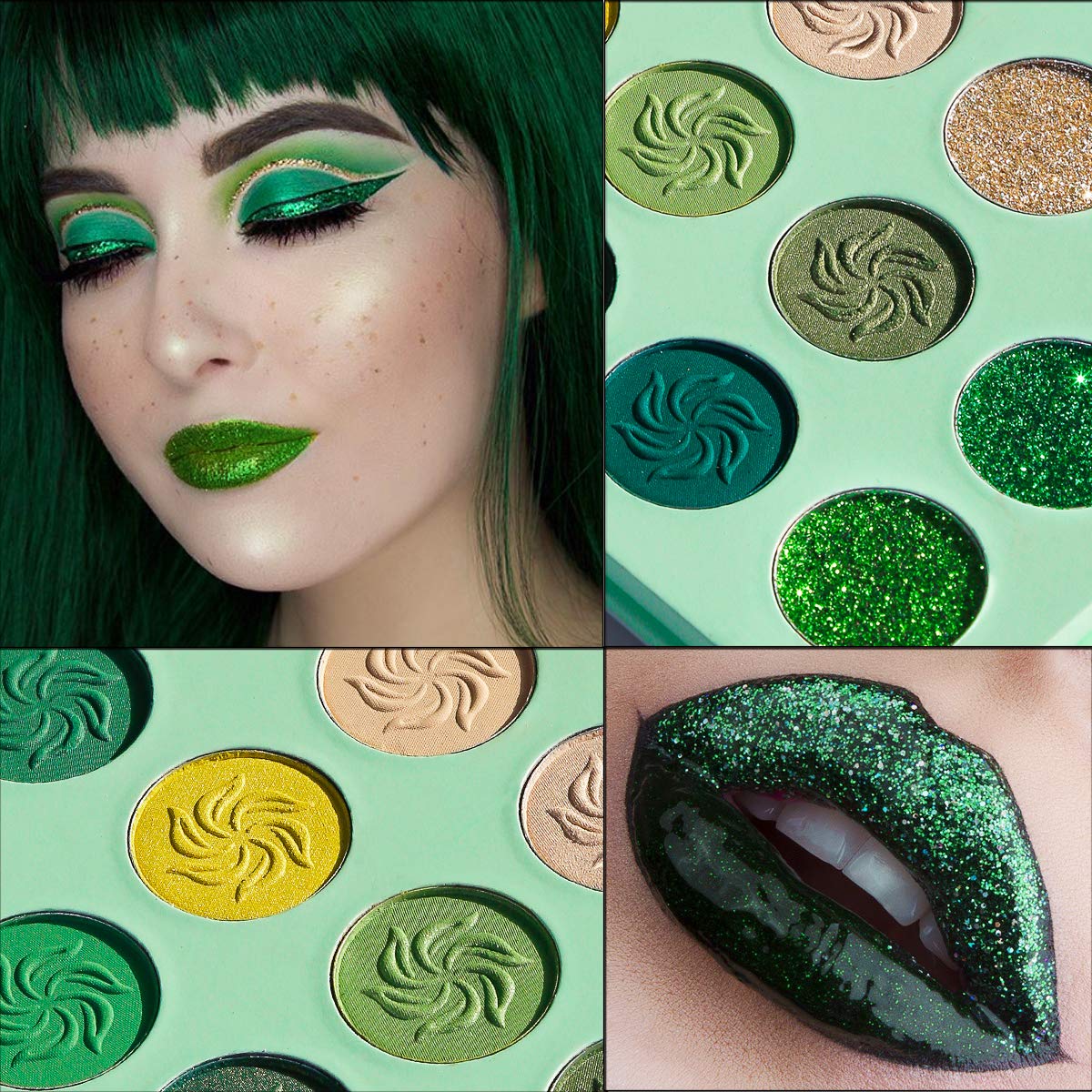 Afflano pans close-up showing creamy texture and intense green pigment payoff